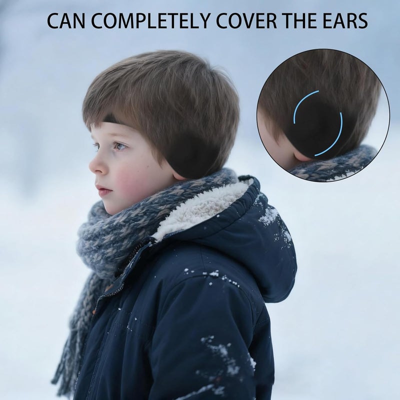 Gvhntk 4 Pcs Kids Ear Warmer Fleece Headband Winter Ear Warmer Headband Fleece Running Ear Muffs for Child Outside Running Sporting (Black,grey) - Image 4
